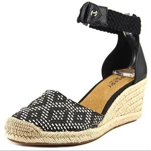 Sperry Top Sider Boho Valencia Open Toe Canvas Wedge Heel 5.5